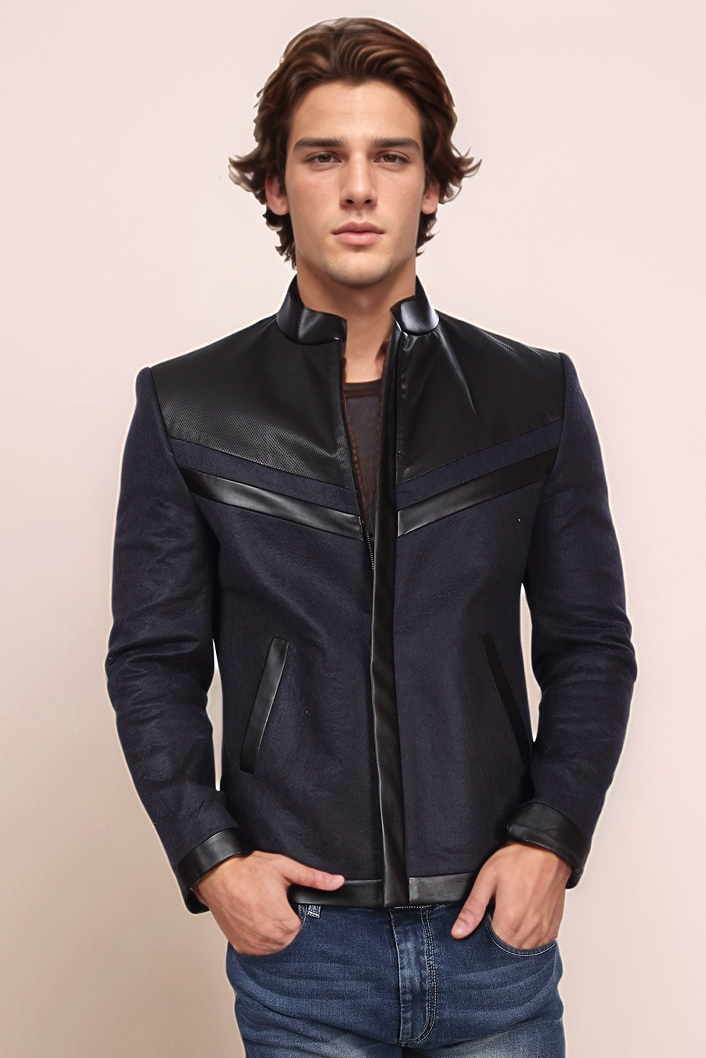 NavyBlue Black Felt Jacket