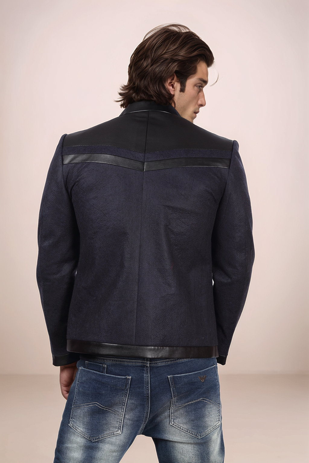 NavyBlue Black Felt Jacket