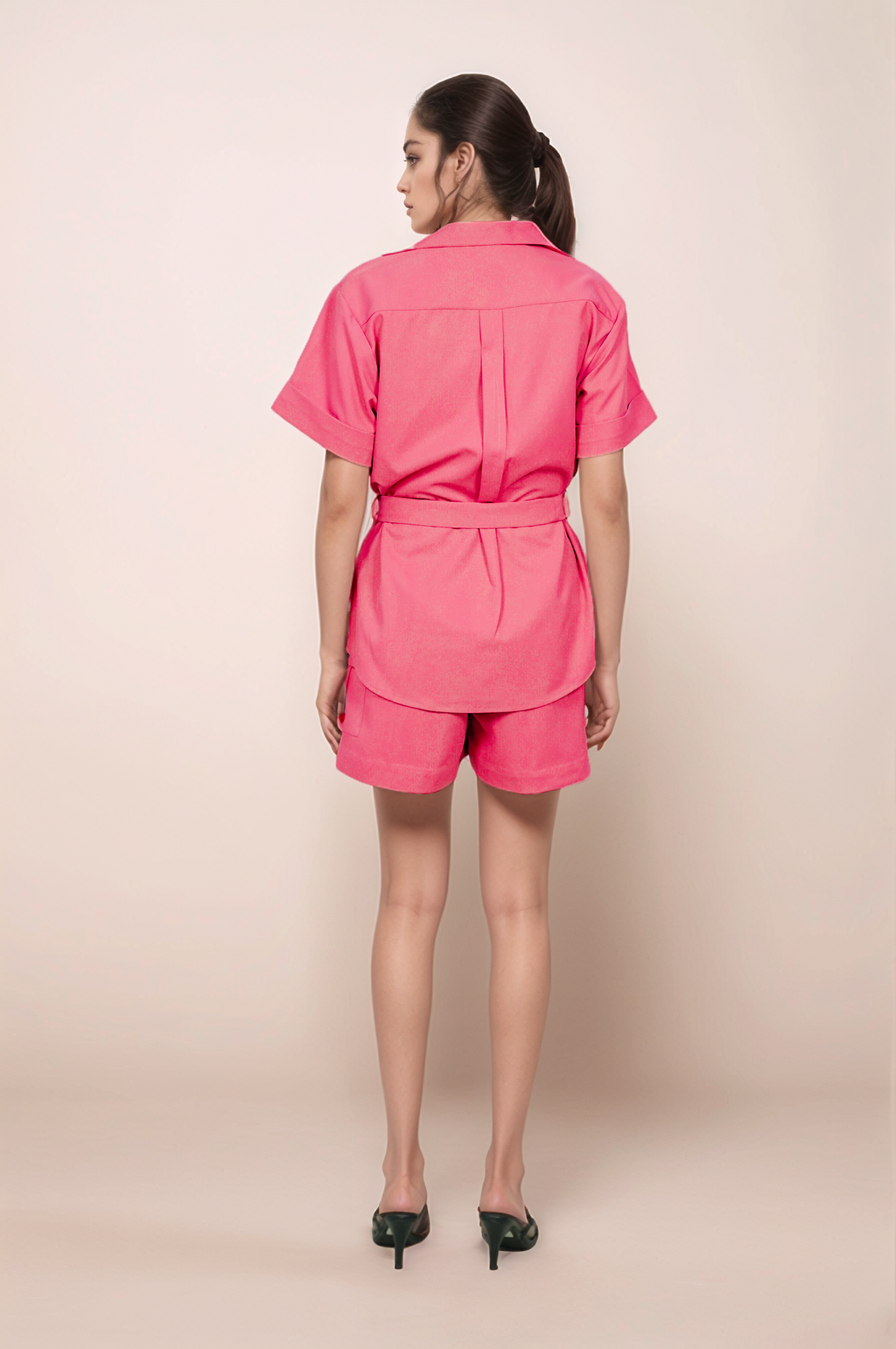 Coral Pink High Waist  Shorts