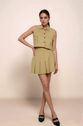 Khaki Crop Jacket Short Skirt Co-ord Suit