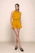 Mustard Yellow Halter Jacket Short Co-ord Suit