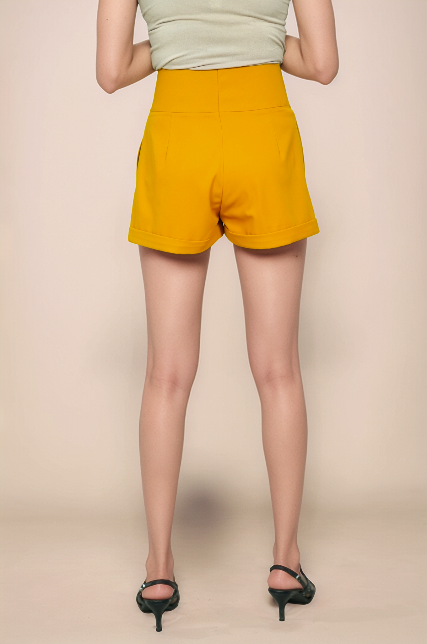 Mustard Yellow High Waist  Shorts