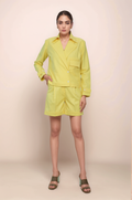 Yellow Double Breasted Shots Co-ord Suit