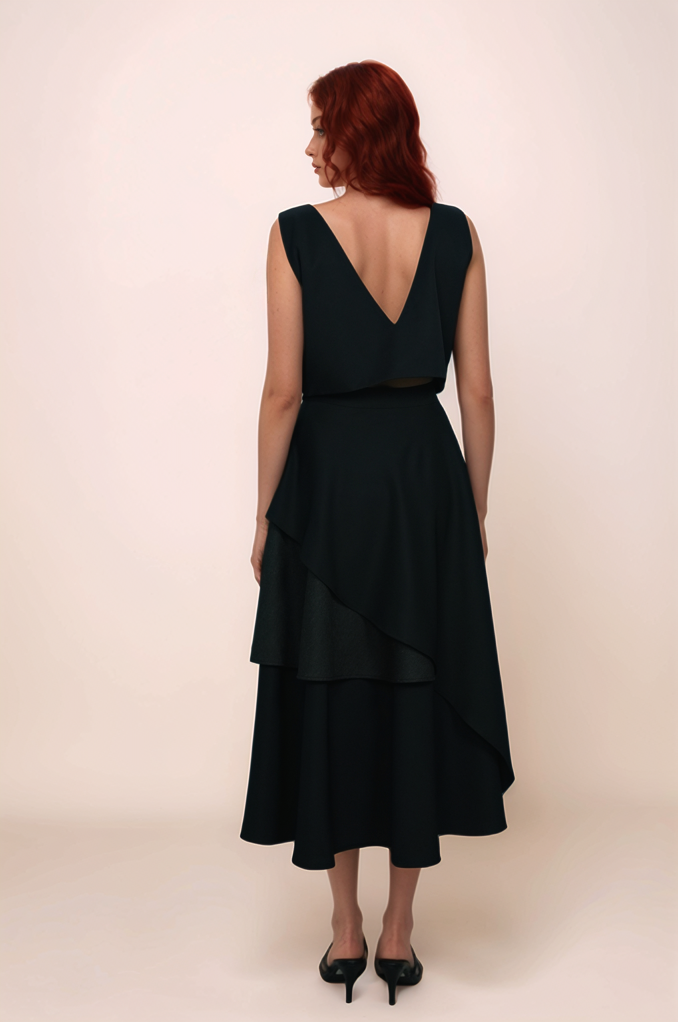 Black Loose V-Neck Jacket Co-ord Suit