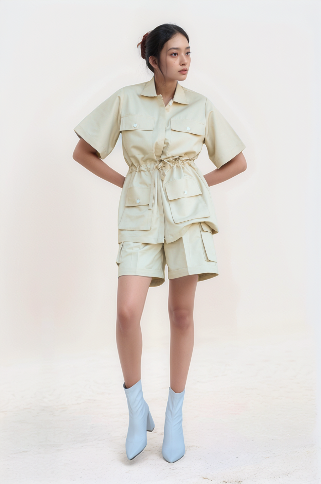 Beige Cargo Shorts