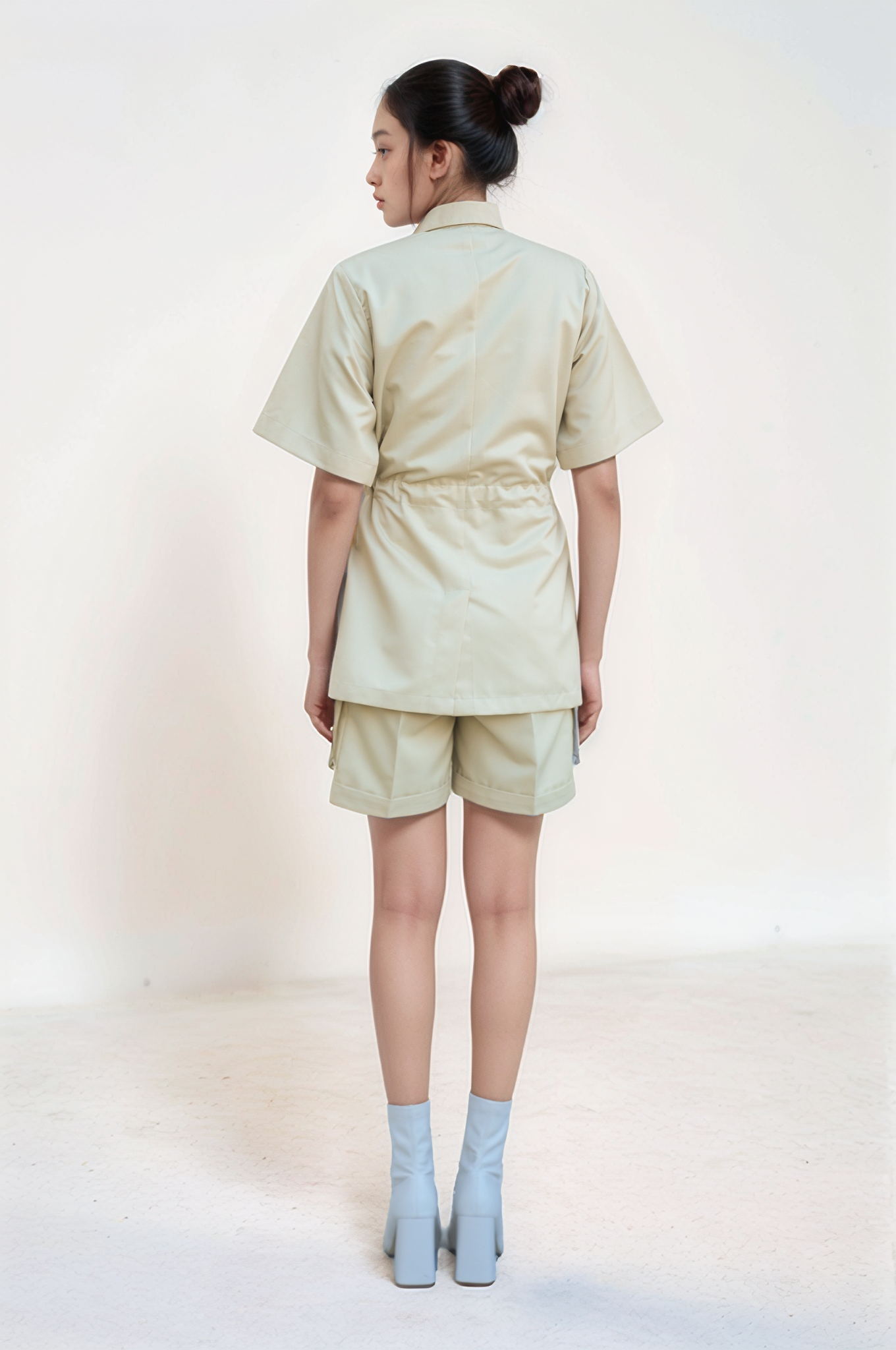 Beige Drawstring Safari Co-ord Suit