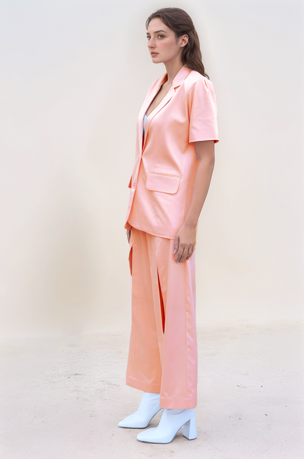 Peach Short Sleeve Women Jacket