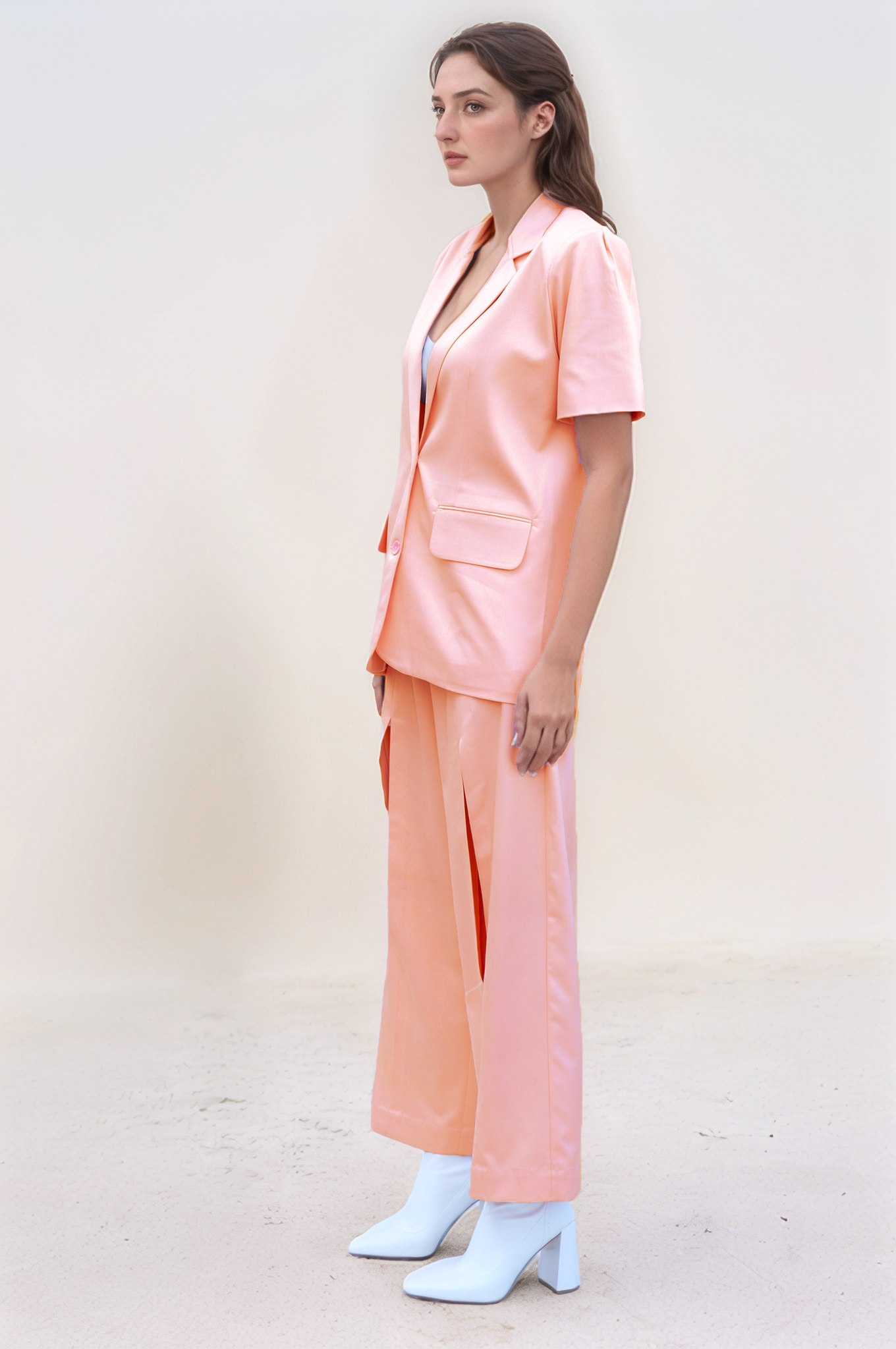 Peach Short Sleeve Women Jacket