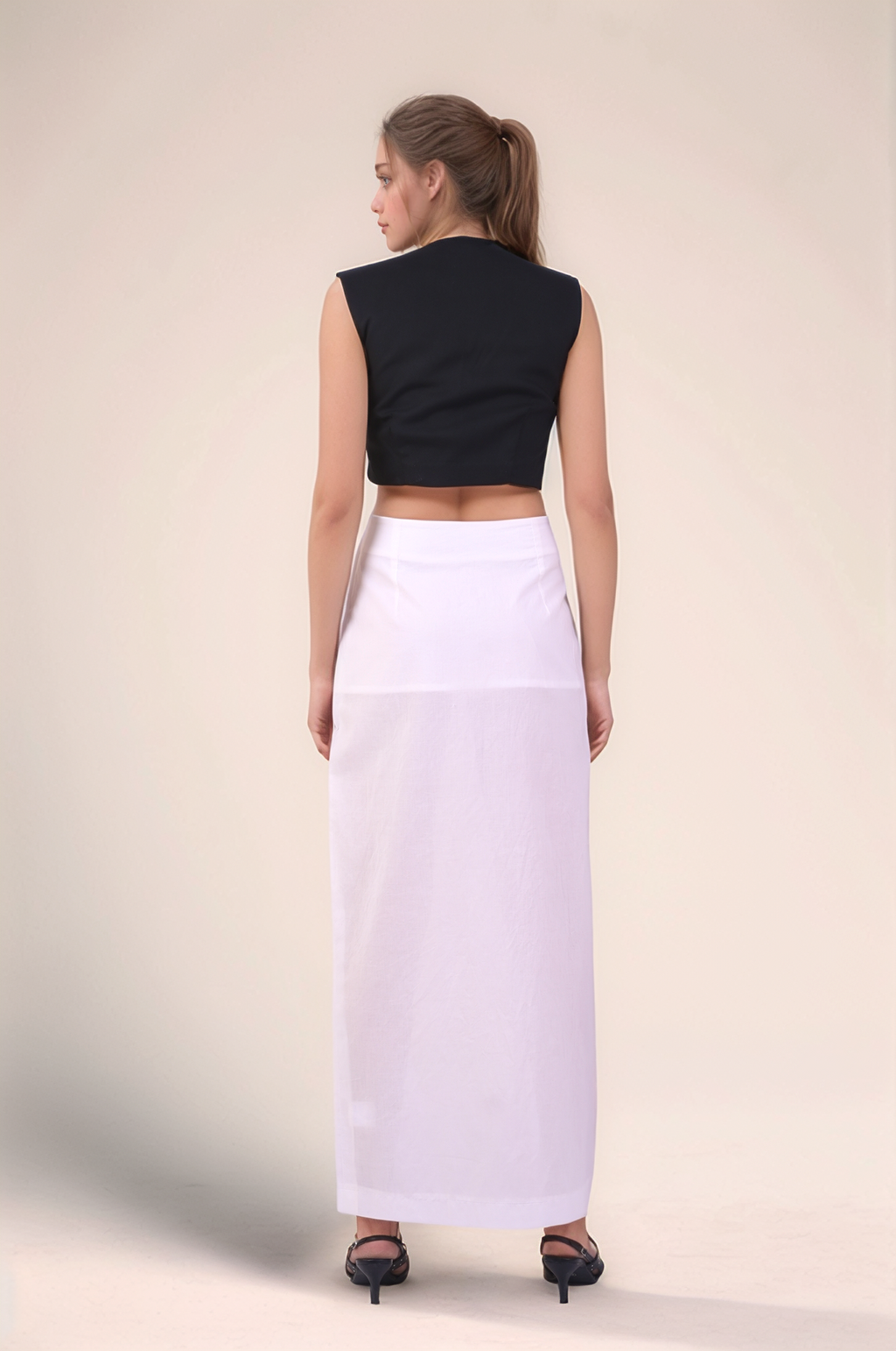 White-Black Cotton Three Piece Co-ord suit