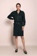 Black Zipper Jacket Co-ord Suit