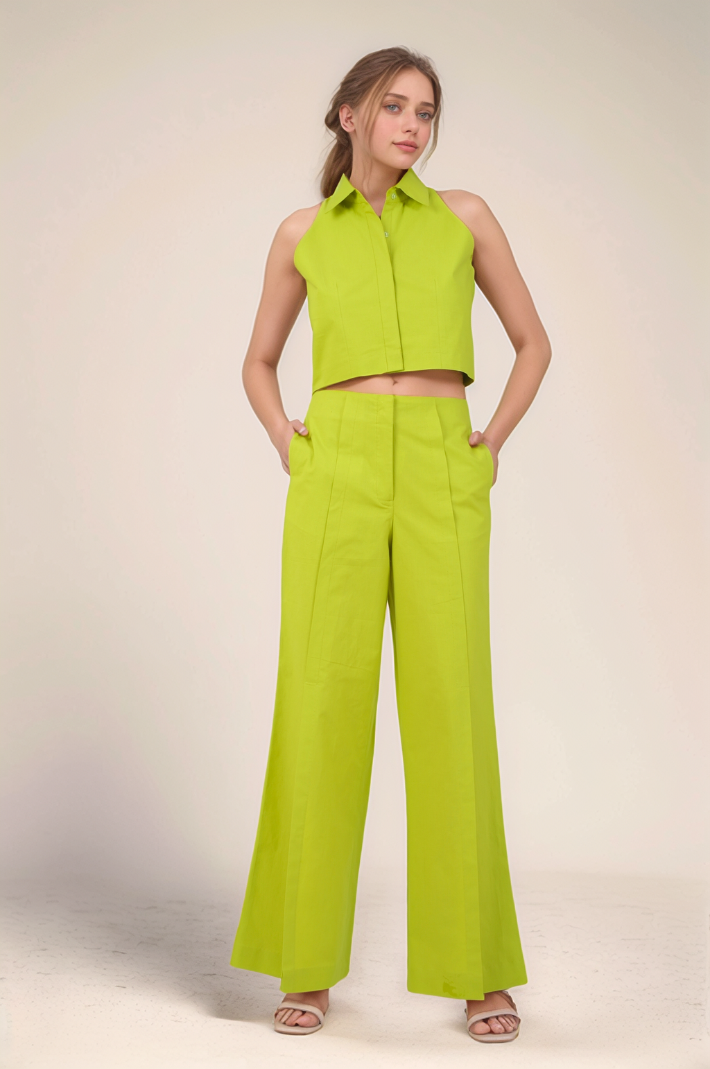 Lime Green Halter Cotton Jacket