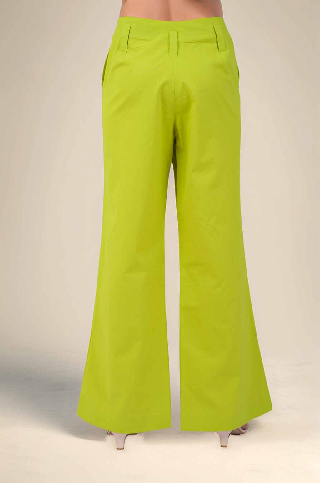 Lime Green Front Slit Cotton Trouser