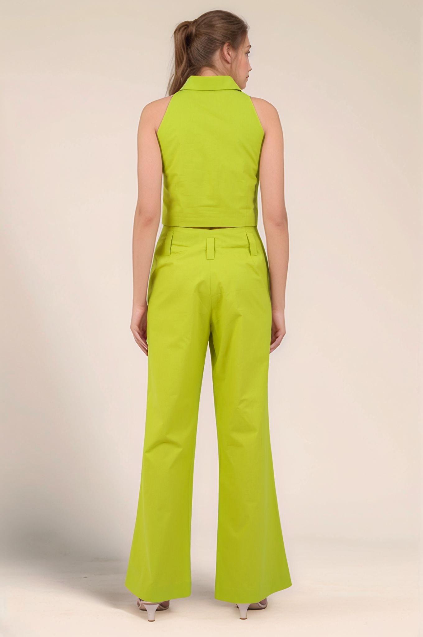Lime Green Halter Cotton Jacket Co-ord Suit