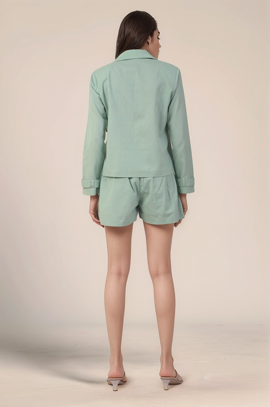 Pastel Green Cotton Casual Jacket