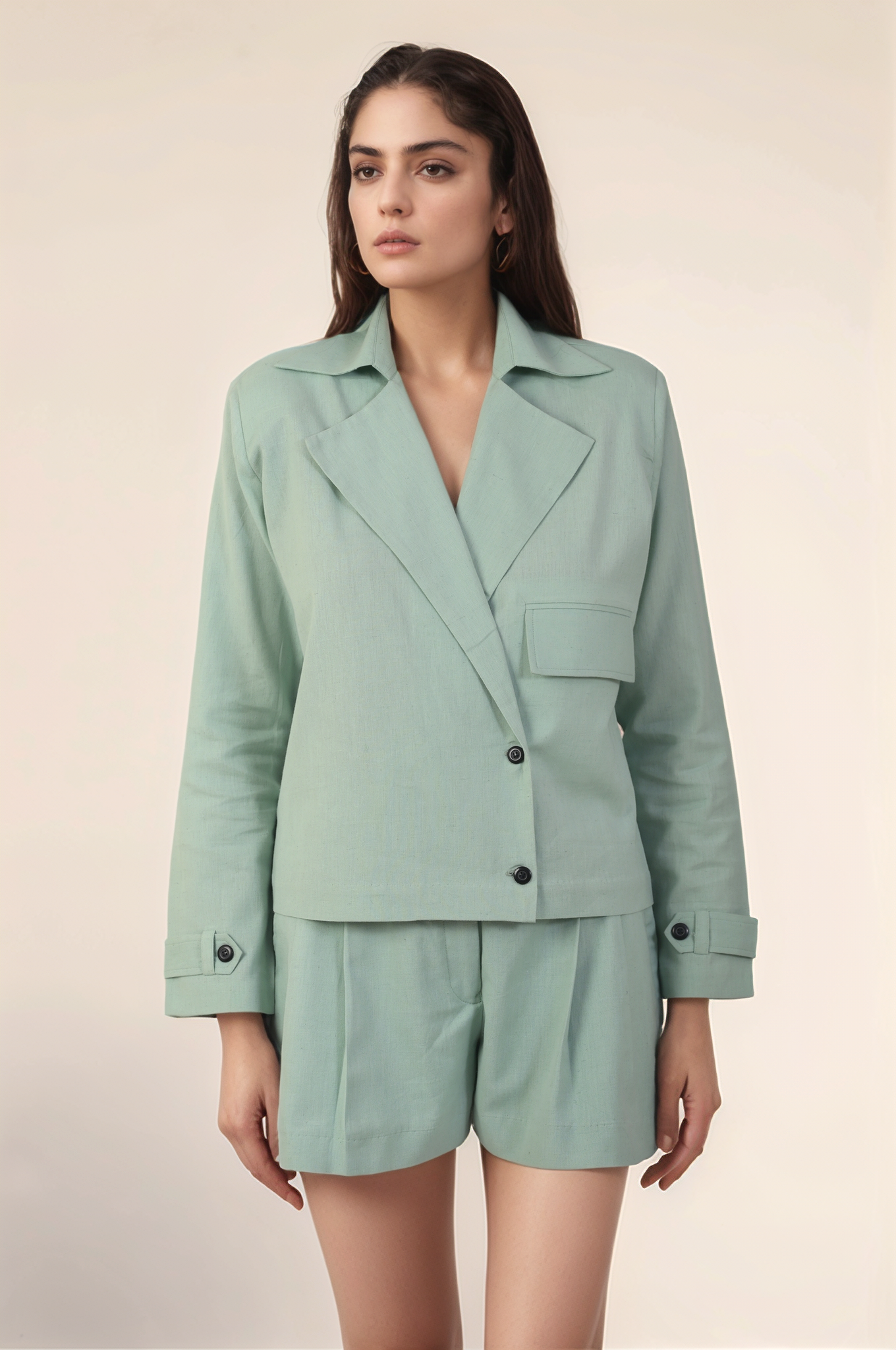Pastel Green Cotton Casual Co-ord suit