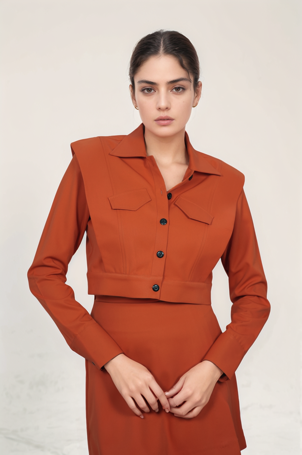 Burnt Orange Crop Jacket Co-ord Suit