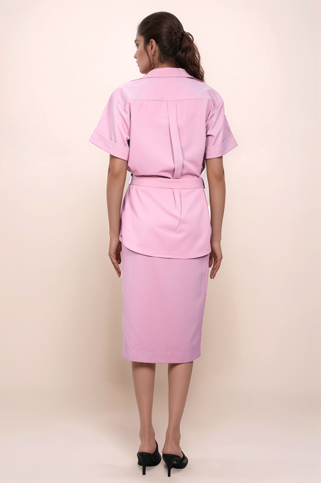 Baby Pink Flap Jacket-Skirt Co-ord Suit