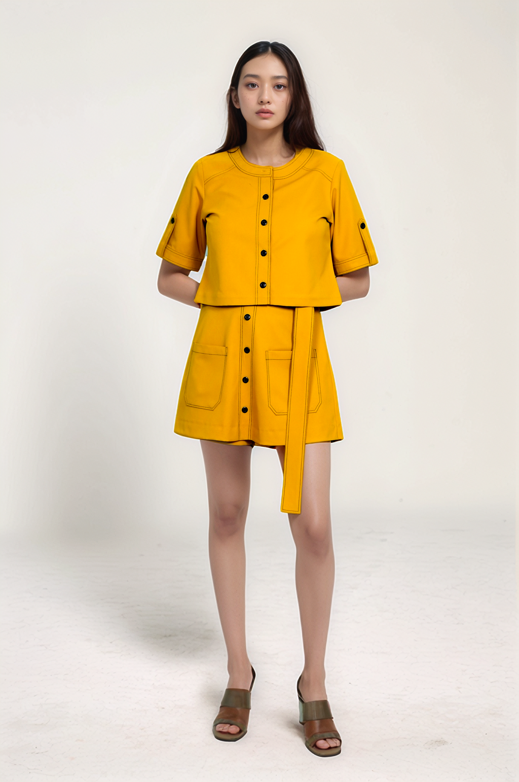 Turmeric Yellow Round Neck Jacket