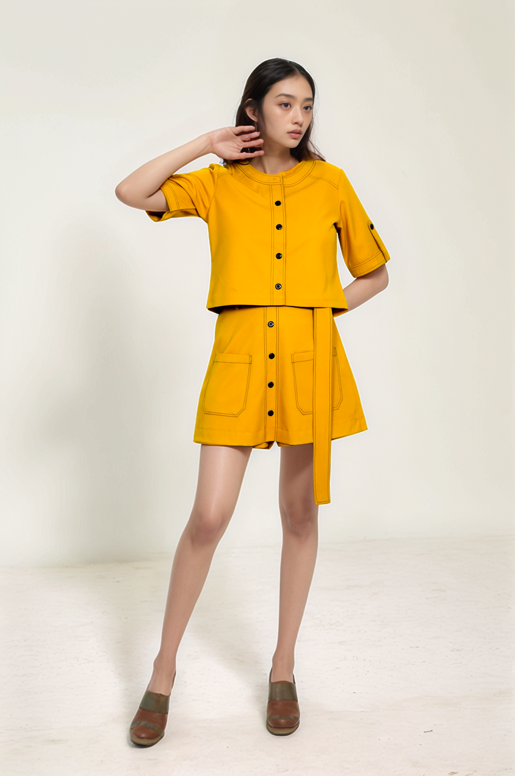 Turmeric Yellow Round Neck Jacket