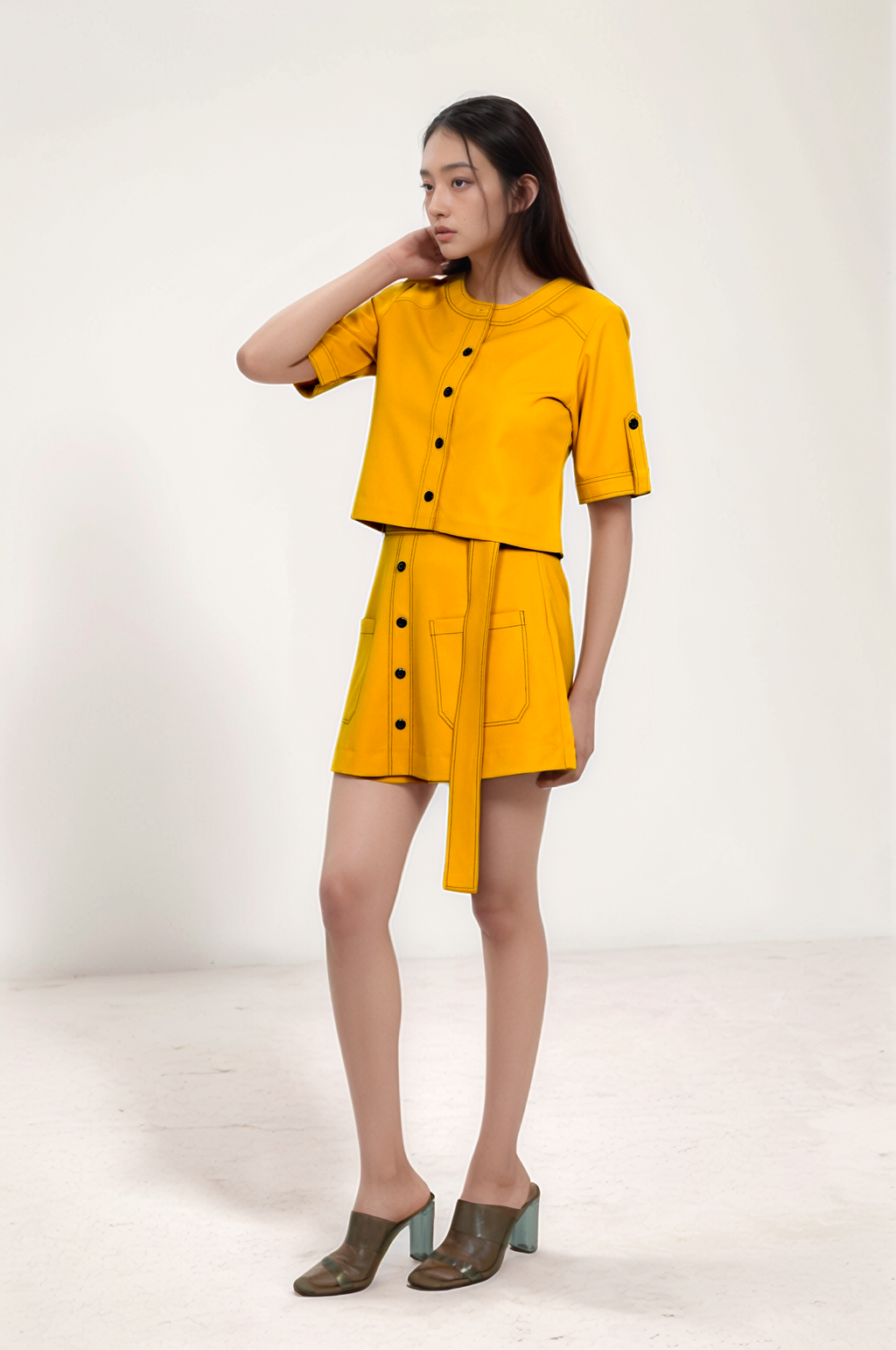 Turmeric Yellow Round Neck Jacket