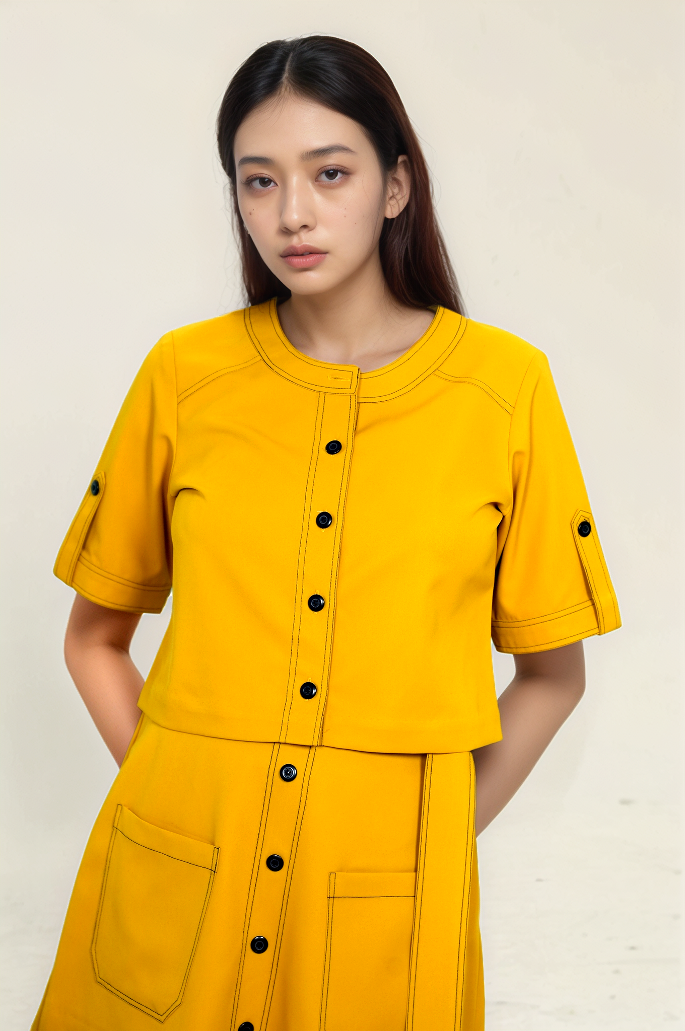 Turmeric Yellow Round Neck Jacket