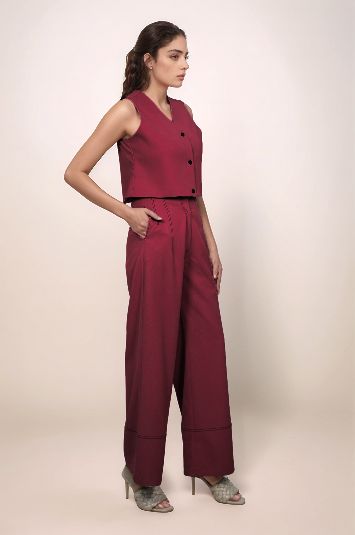 Maroon Straight Pants