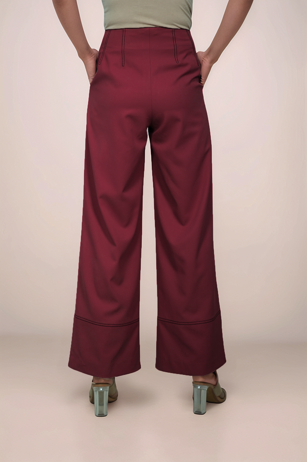 Maroon Crop Sleeveless Jacket Co-ord suit