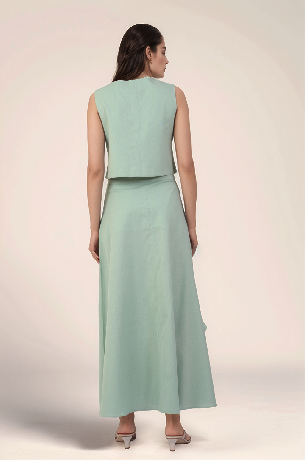Pastel Green Cascade Ruffle Skirt