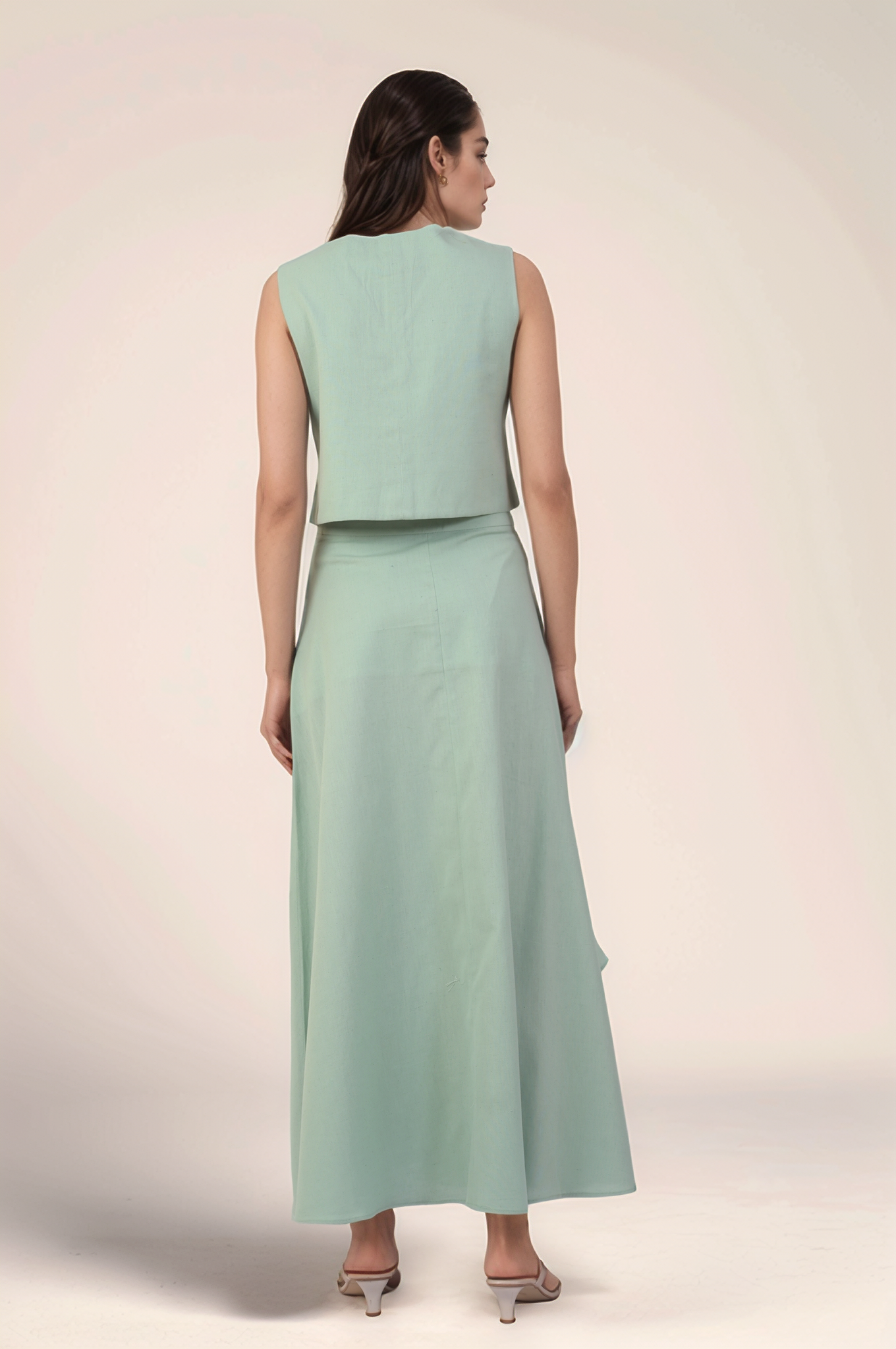 Pastel Green Cotton Waistcoat Co-ord suit
