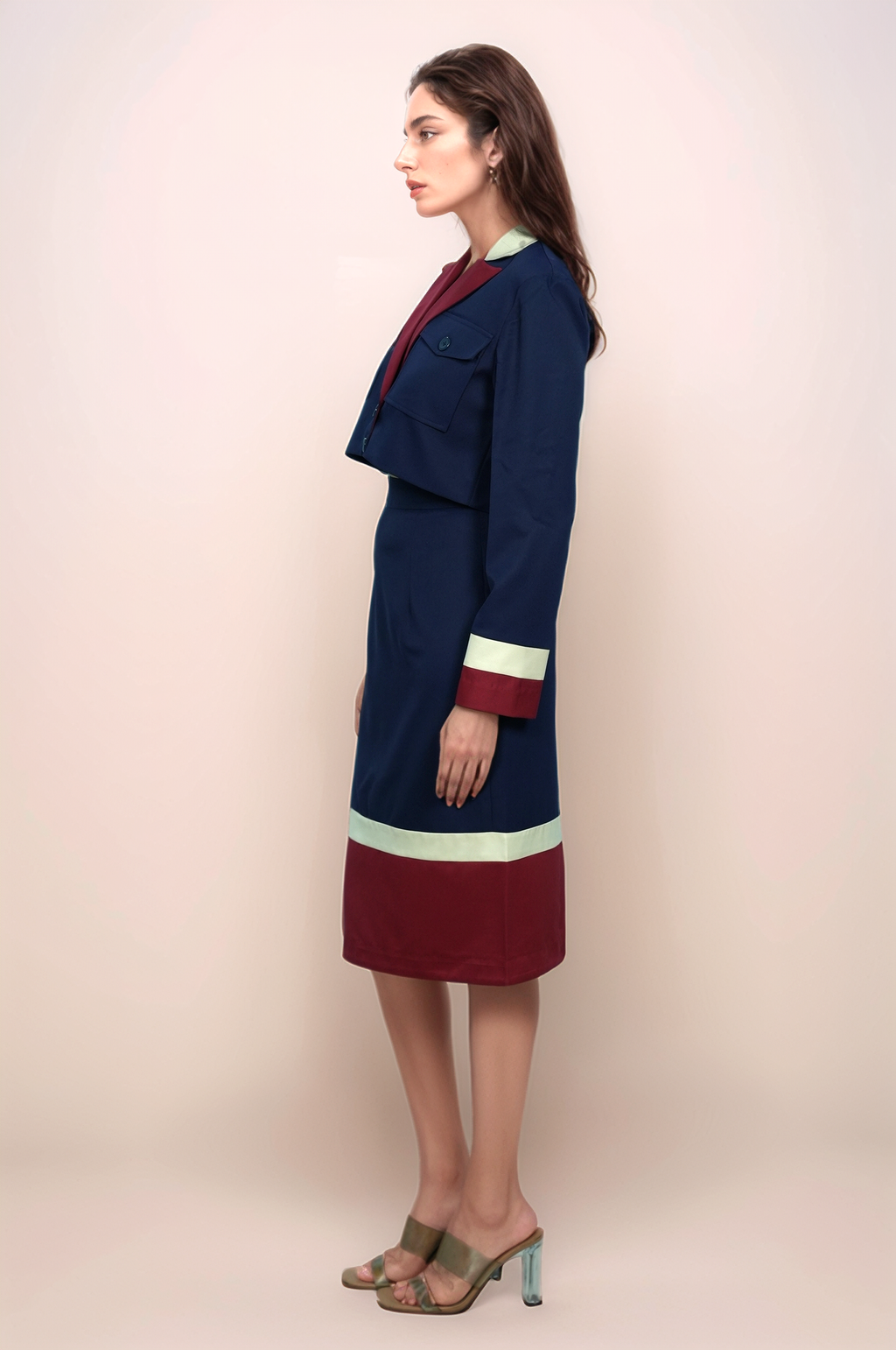 Navy Blue Broad Collar Jacket