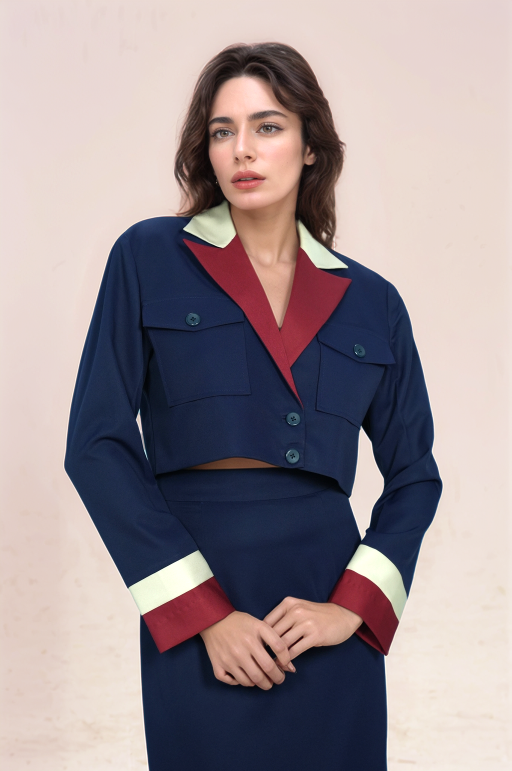 Navy Blue Broad Collar Jacket