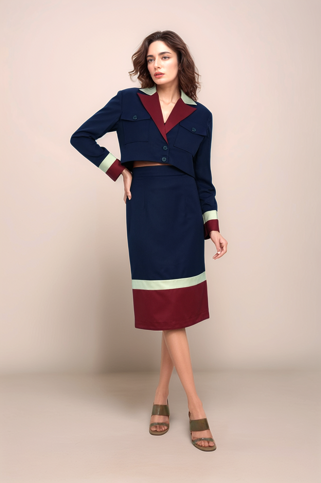 Navy Blue Broad Collar Jacket
