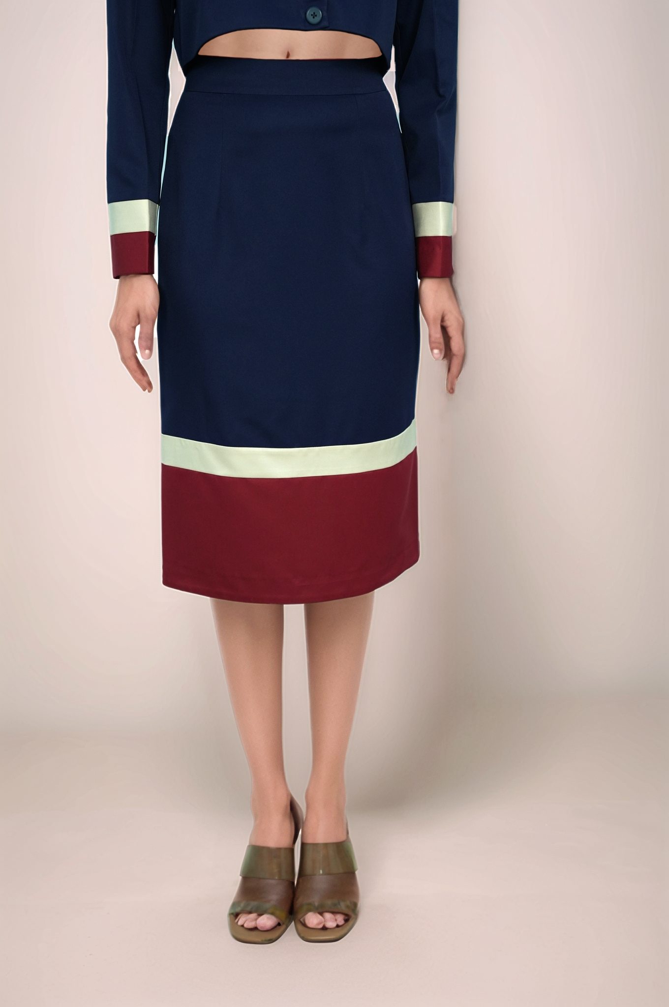Navy Blue Broad Collar Co-ord suit