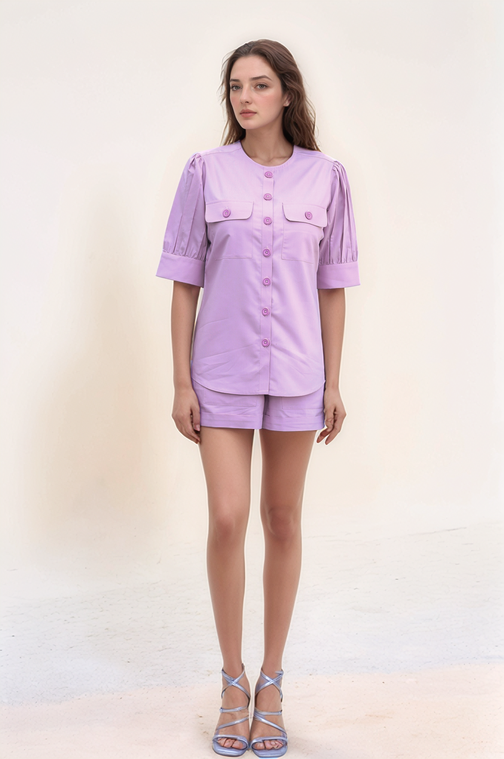 Pink Pleated Shorts