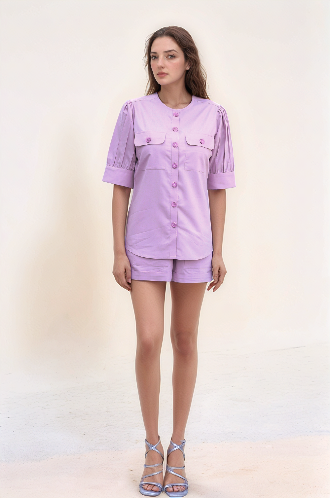 Pink Pleated Shorts