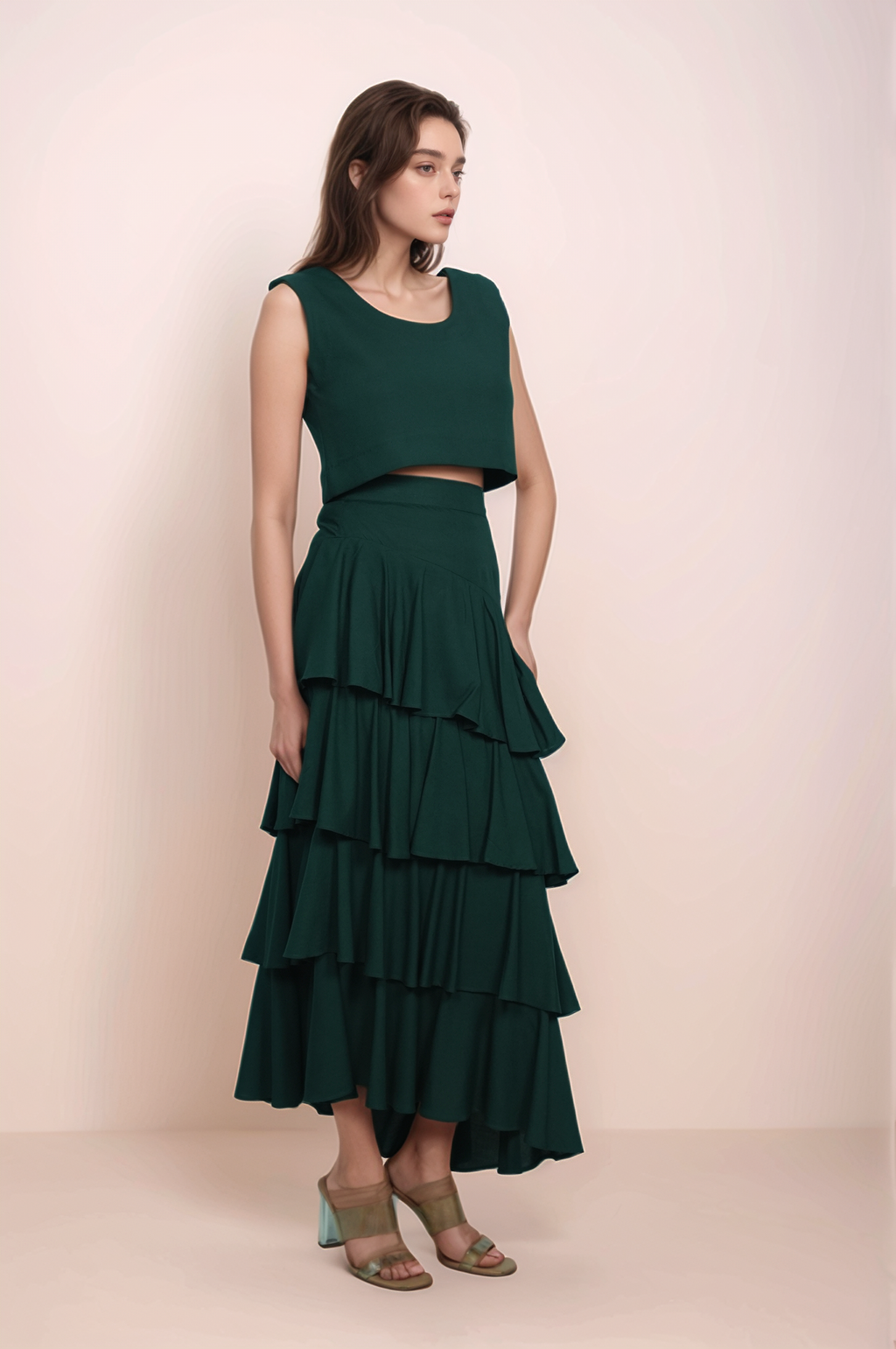 Green Layered Skirt