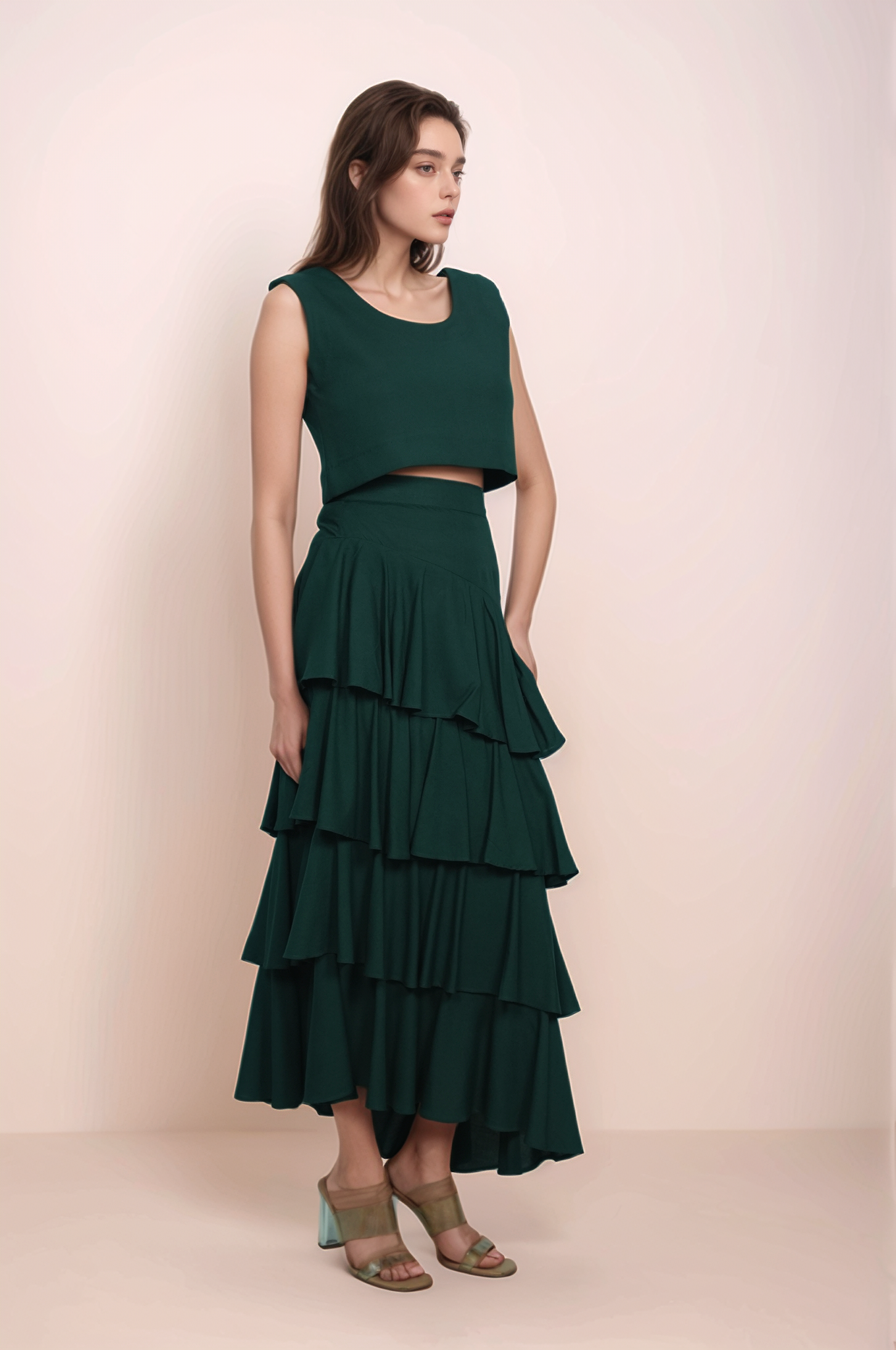 Green Layered Skirt