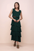 Green Cotton Crop Top Co-ord Suit
