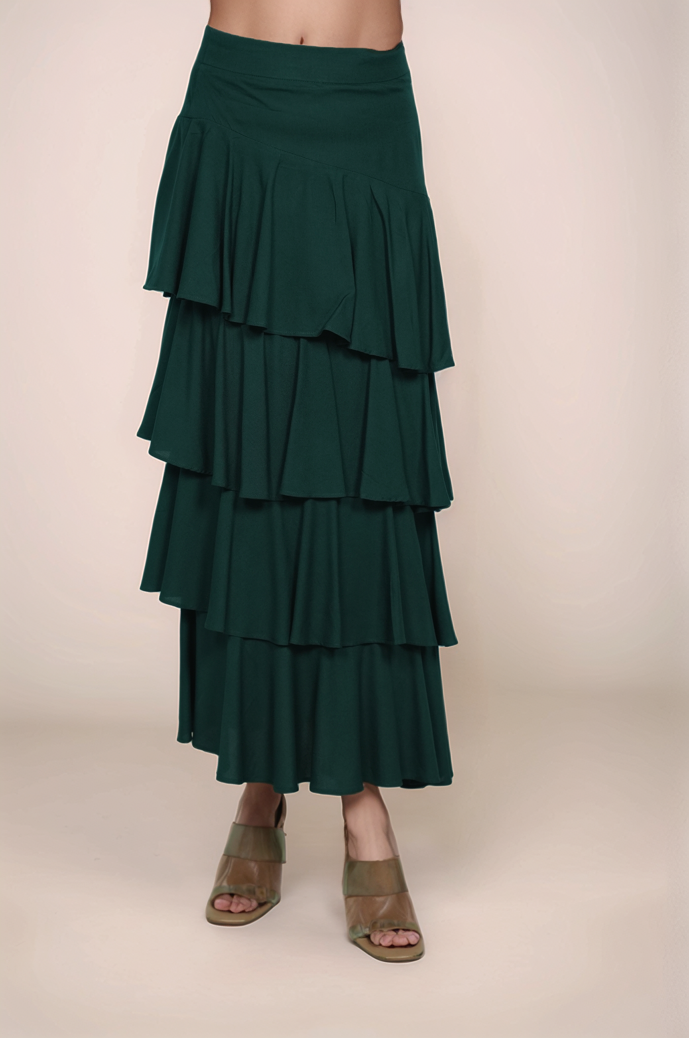 Green Cotton Crop Top Co-ord Suit