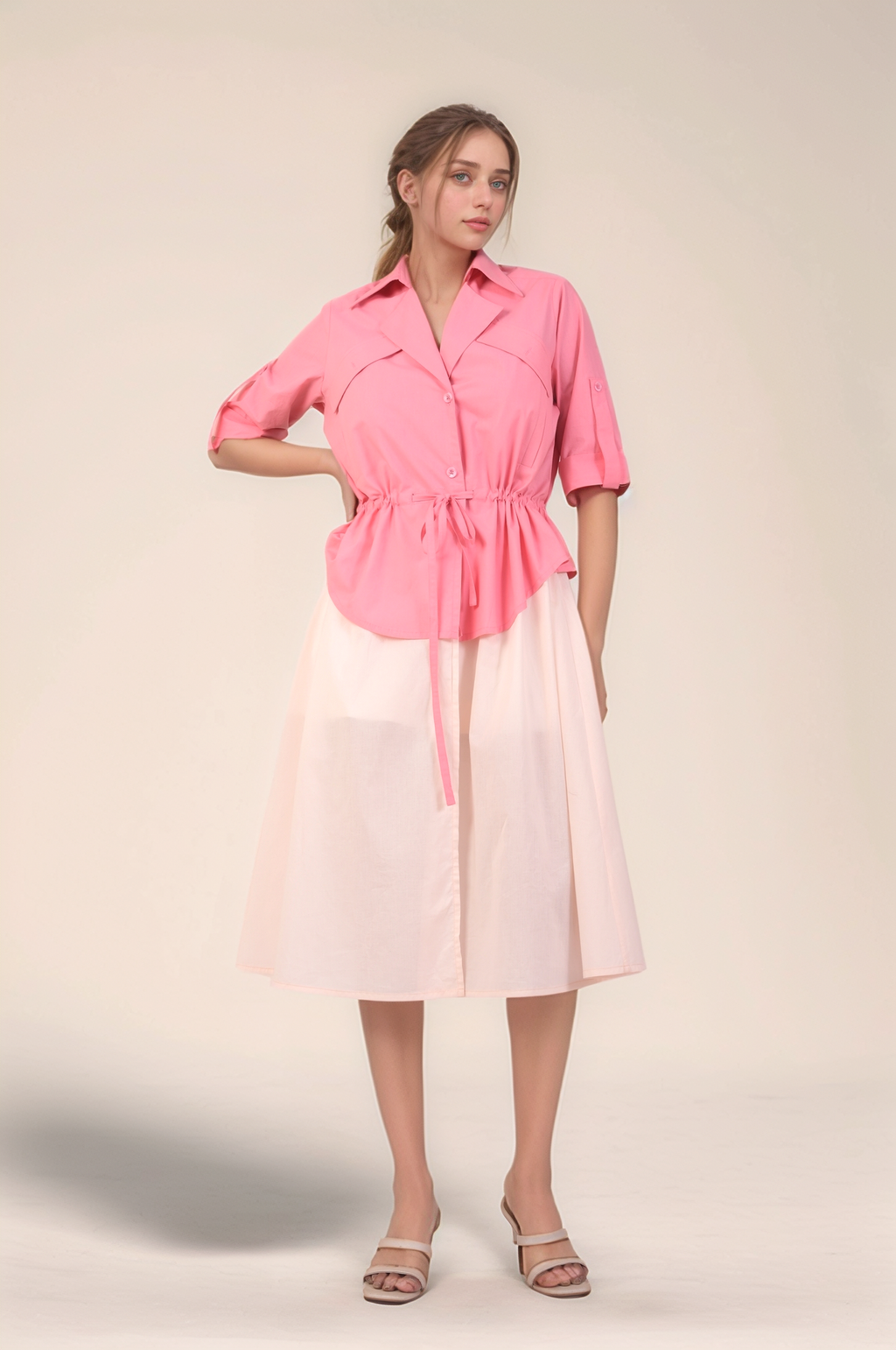 Pink Cotton Layered Dress