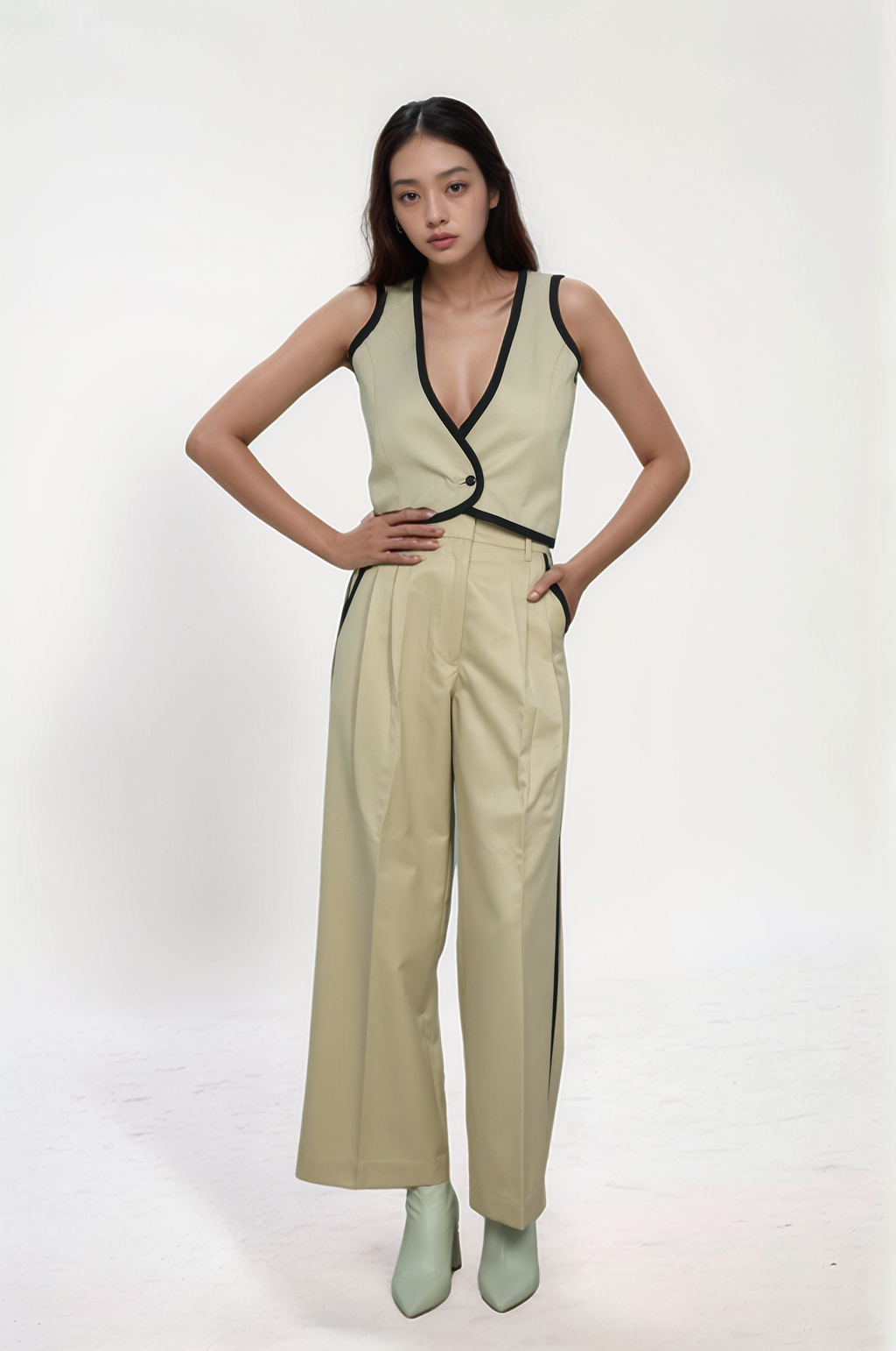 Beige Tuxedo Trouser