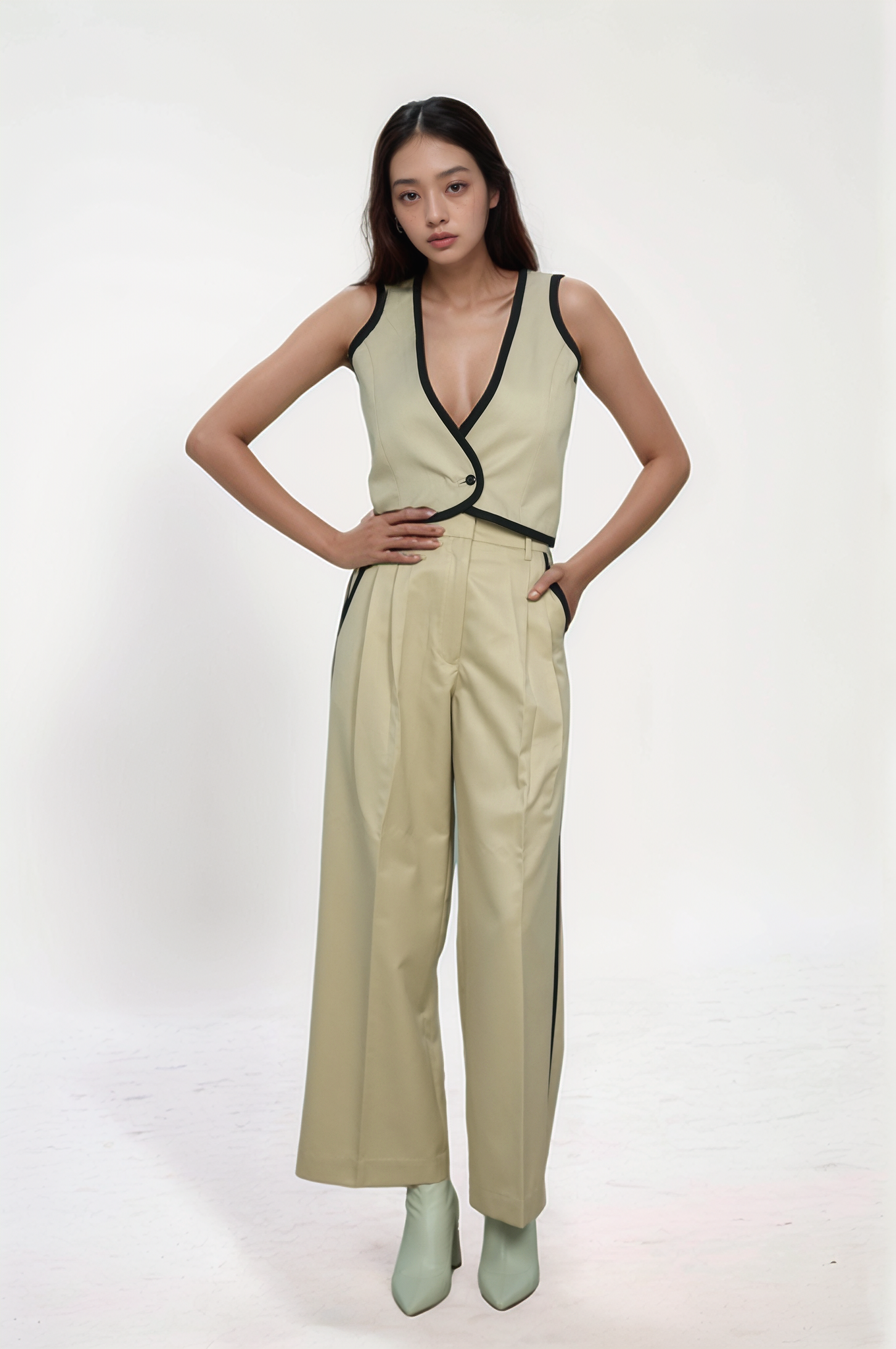 Beige Tuxedo Trouser