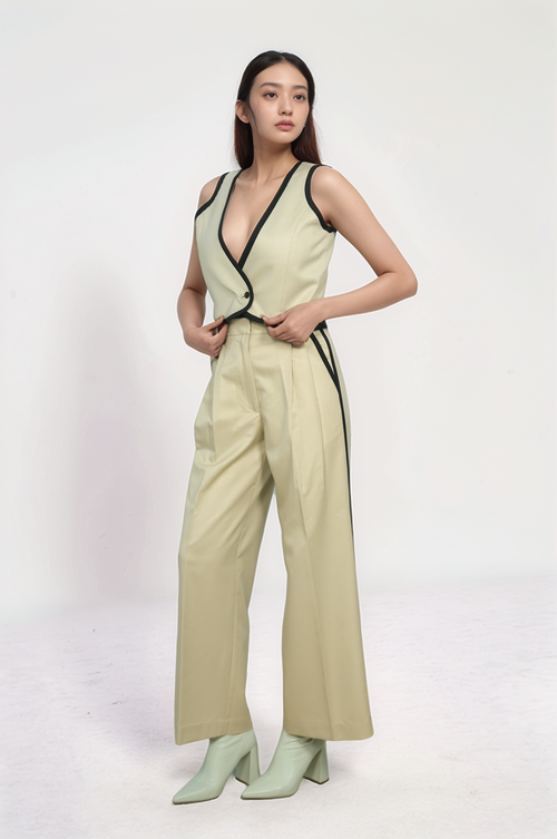 Beige Tuxedo Trouser