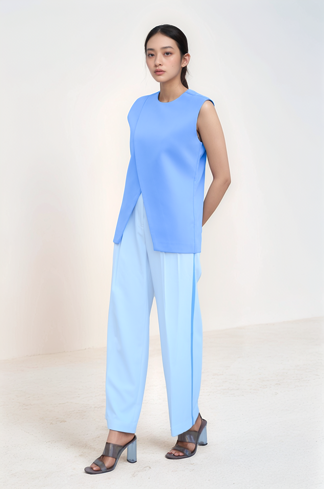 Lilac Blue Long-Overlapped Waistcoat