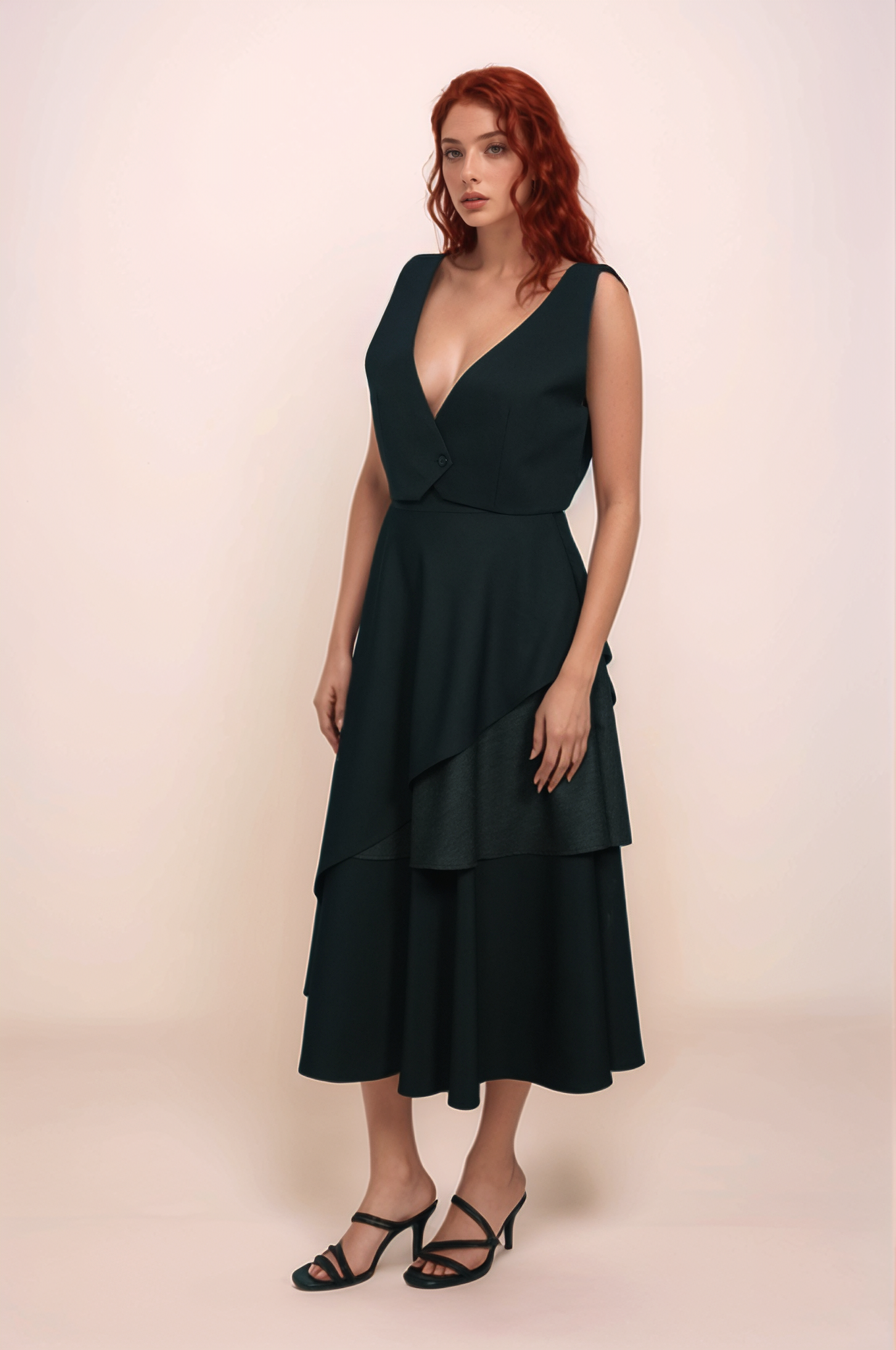 Black Loose V-Neck Jacket Co-ord Suit
