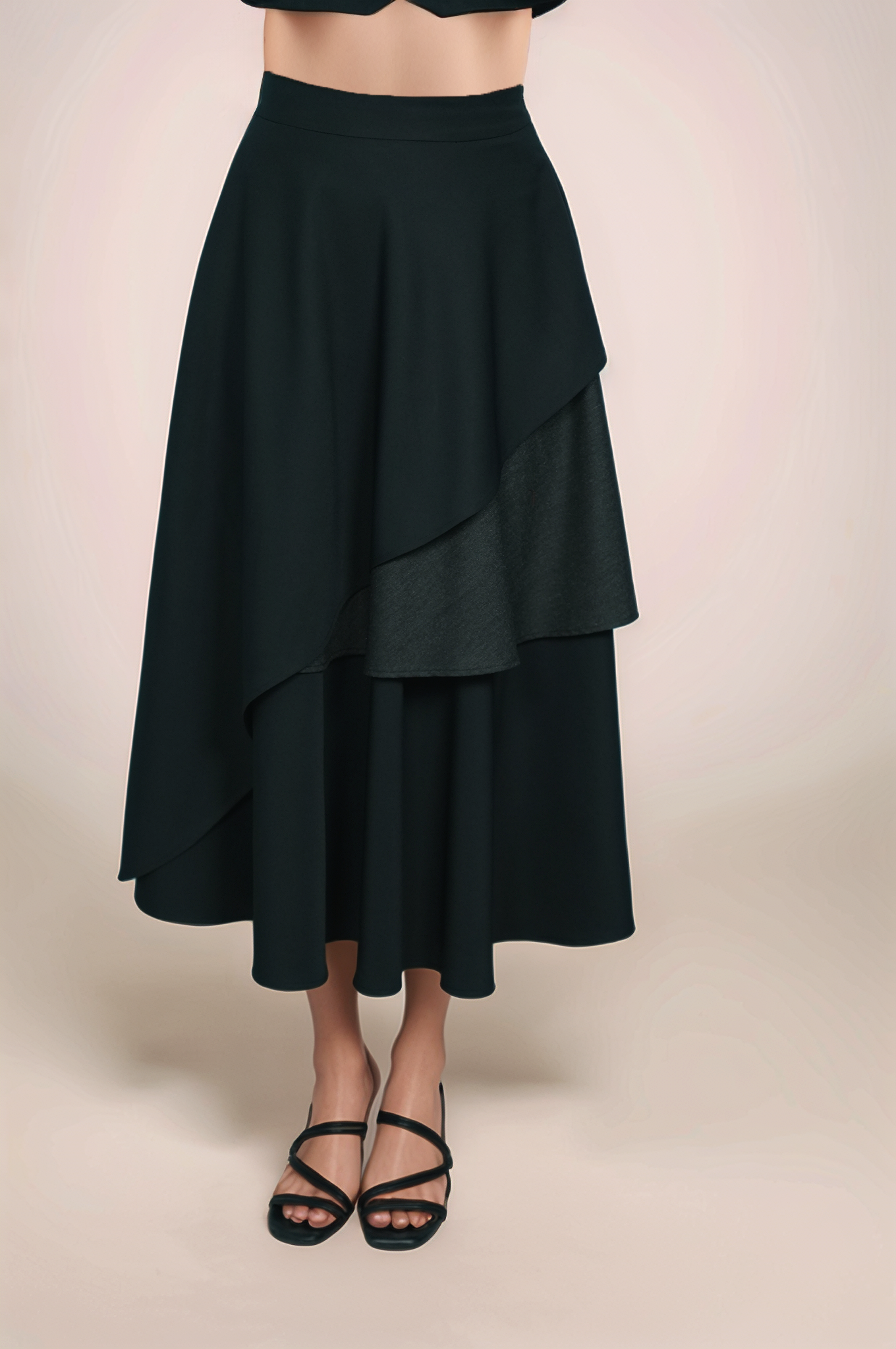 Black Loose V-Neck Jacket Co-ord Suit