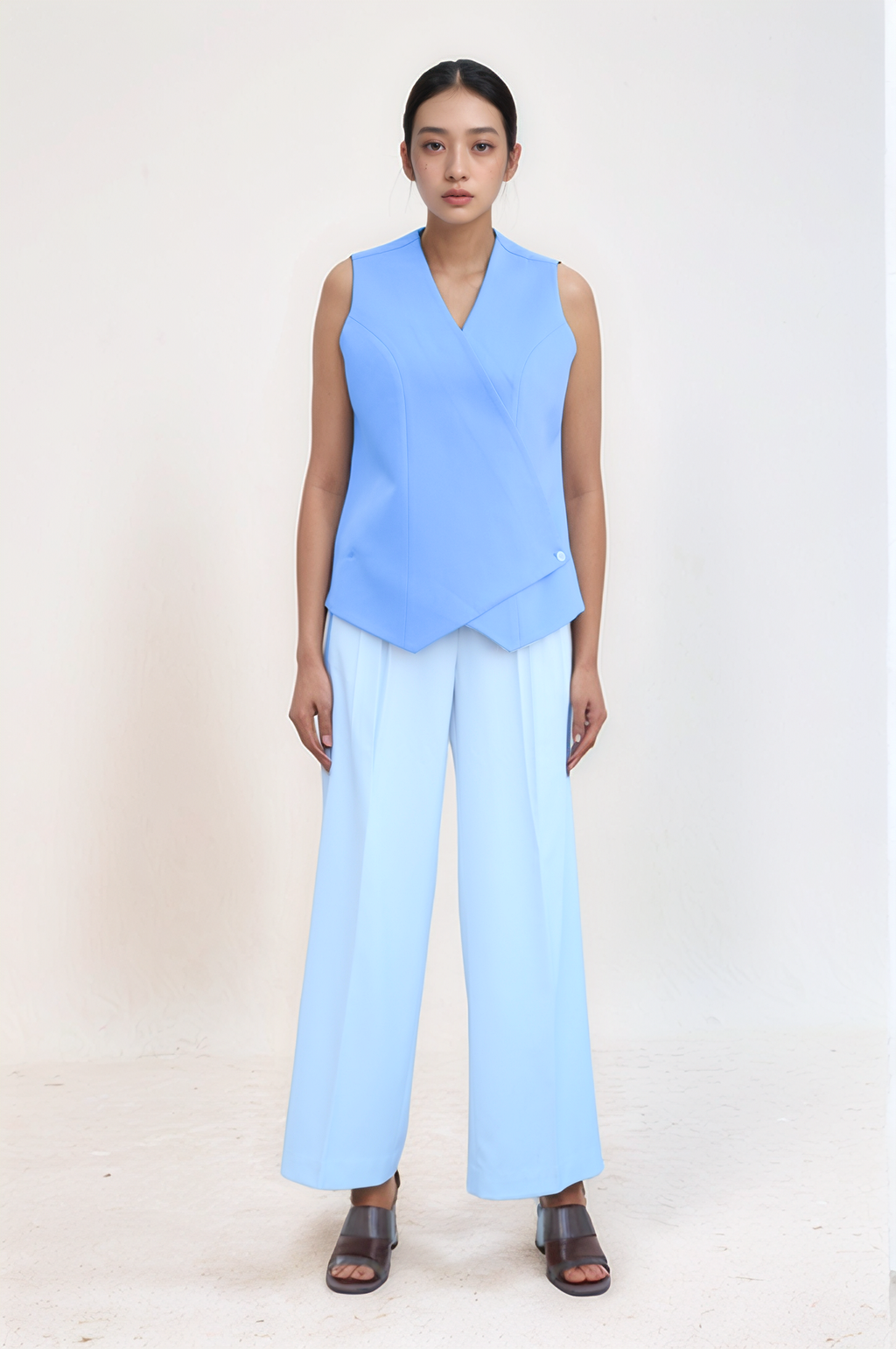 Lilac Blue Overlapped Waistcoat