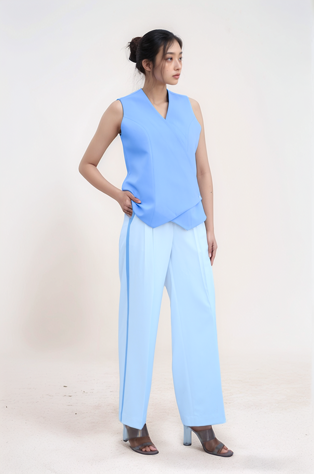 Lilac Blue Overlapped Waistcoat
