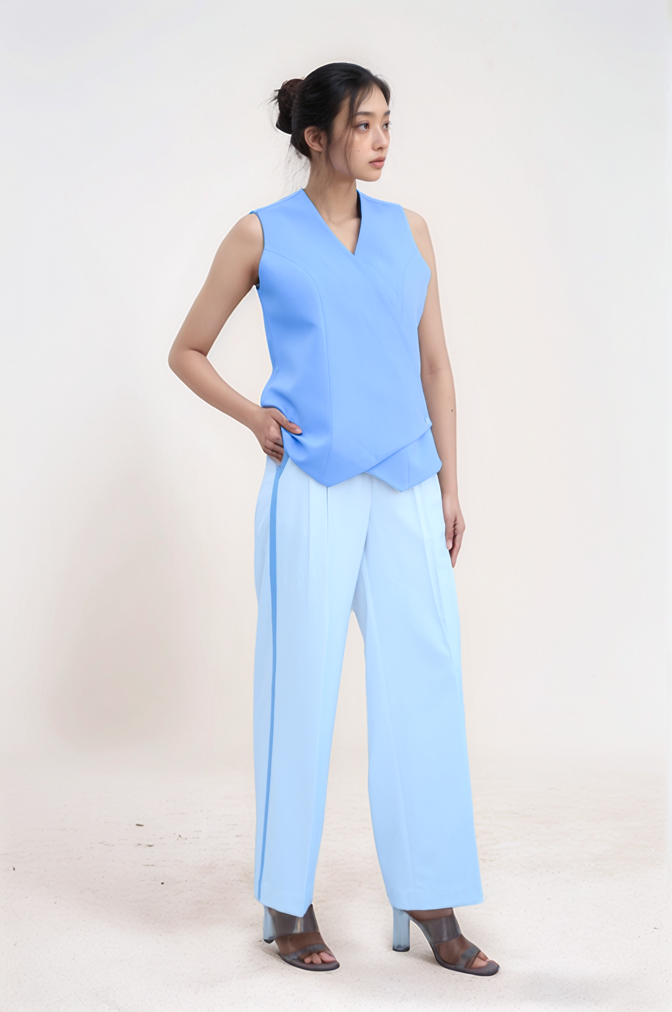 Lilac Blue Overlapped Waistcoat