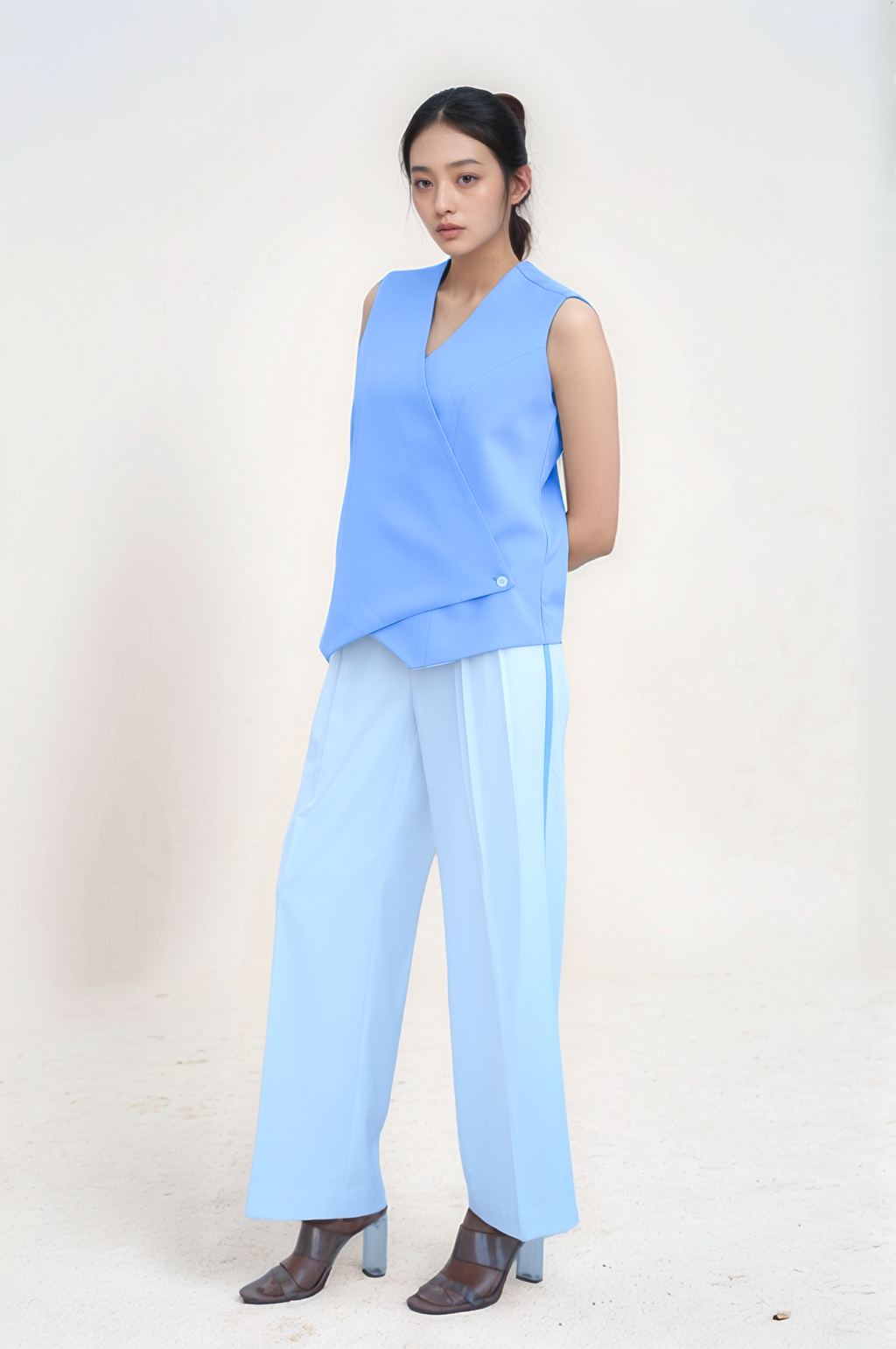 Lilac Blue Overlapped Waistcoat